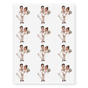 Personalized Bride & Groom Custom Couple Faces Temporary Tattoos