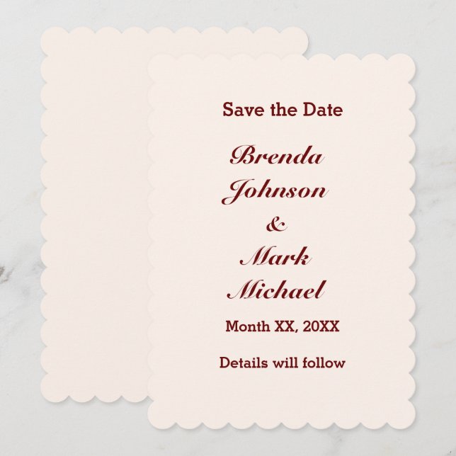 Personalized Bride & Groom Flat Save The Date (Front/Back)