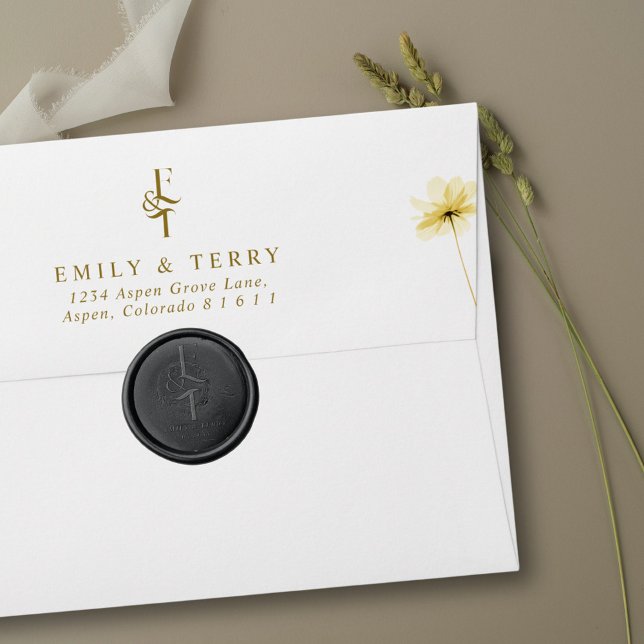 Personalized Bride Groom Names & Monogram Wedding  Wax Seal Sticker (Creator Uploaded)