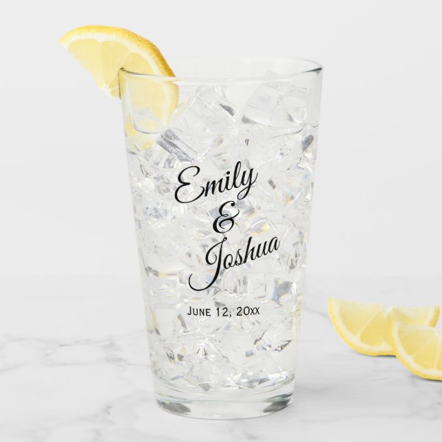 Personalized Bride Groom Names Wedding Glass (Front Ice)