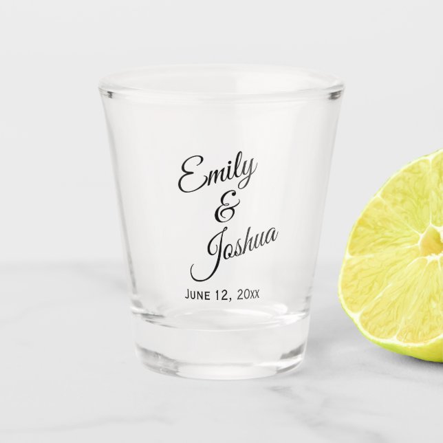 Personalized Bride Groom Names Wedding Party Favor Shot Glass (Front)