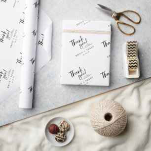 Personalized Bride & Groom Names Wedding Thank You Wrapping Paper