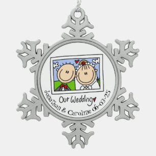 Personalized Bride Groom Photo Snowflake Ornament