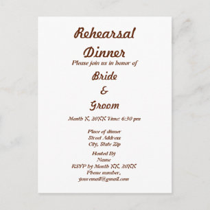 Personalized Bride & Groom Rehearsal Dinner Invitation Postcard