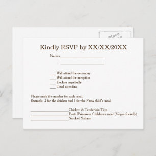 Personalized Bride & Groom RSVP and Menu Postcard