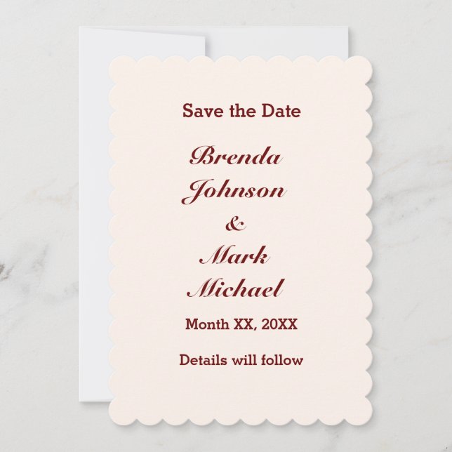 Personalized Bride & Groom Save the Date Flat Card (Front)