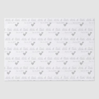 Personalized Bride & Groom Silver Hearts Wedding Tissue Paper