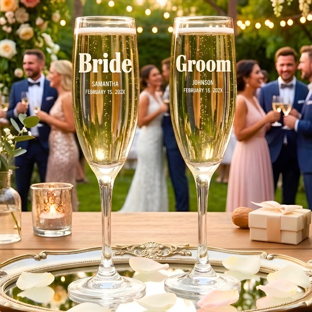 Personalized Bride Groom Wedding Champagne Flute (Creator Uploaded)
