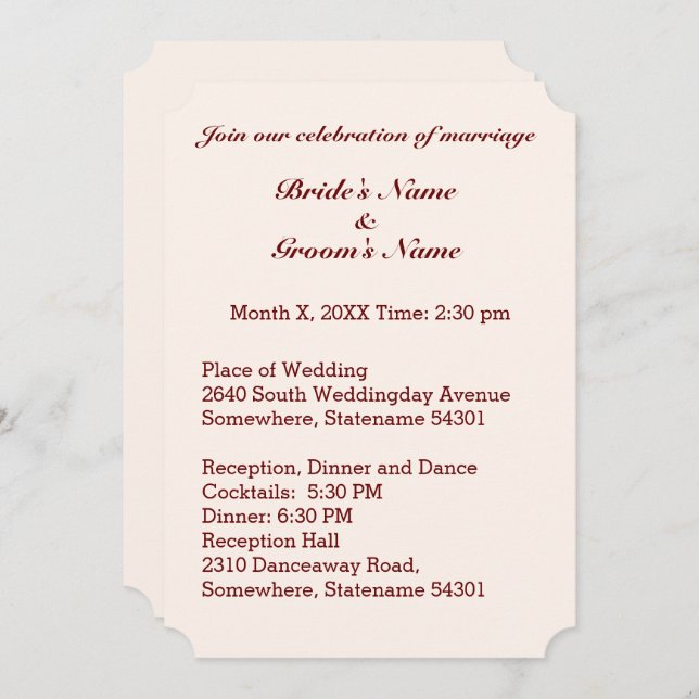 Personalized Bride & Groom Wedding Invitation Card (Front/Back)