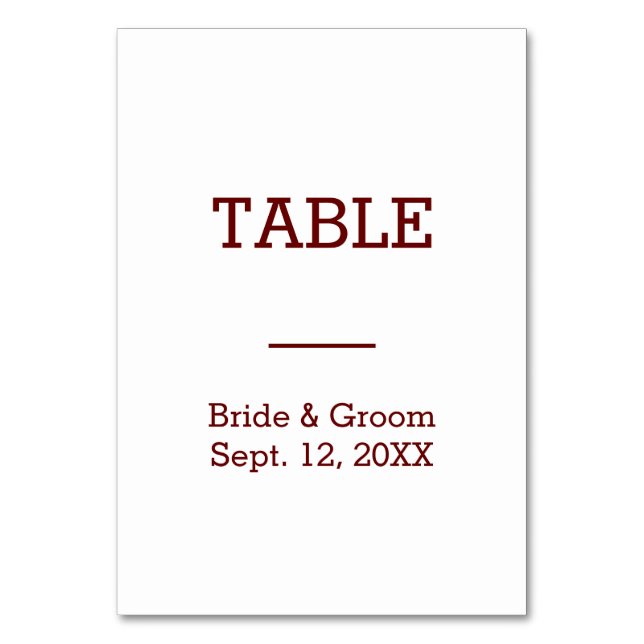 Personalized Bride & Groom Wedding Table Card (Front)