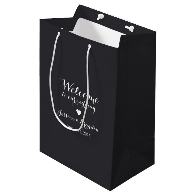 Personalized Bride & Groom Wedding Welcome Medium Gift Bag (Front Angled)