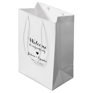 Personalized Bride & Groom Wedding Welcome White Medium Gift Bag