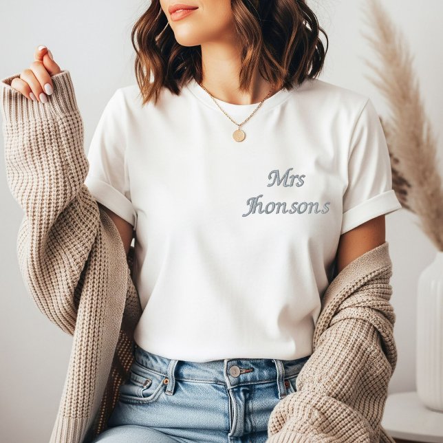 Personalized Bride Honeymoon Gift, Custom Mrs  Embroidered Shirt (Creator Uploaded)