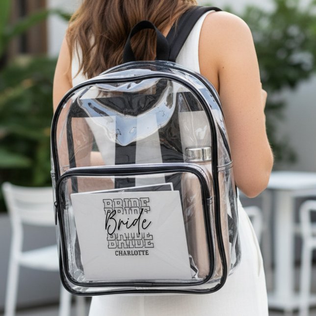 Personalized Bride Name Bridal Event Clear Backpack (Creator Uploaded)