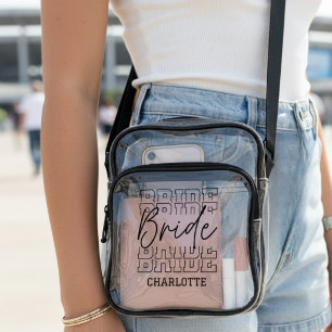 Personalized Bride Name Bridal Event Clear Crossbody Bag
