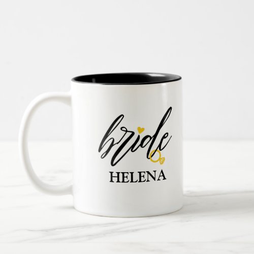 Personalized bride name with golden ring  Two_Tone coffee mug