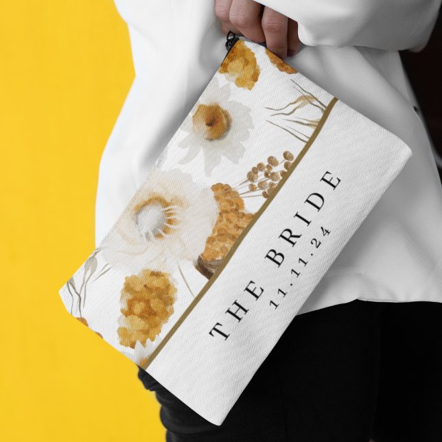 Personalized Bride Print Cut Sew Bag (Celebrate the special bride with this personalized watercolor floral accessory pouch! )