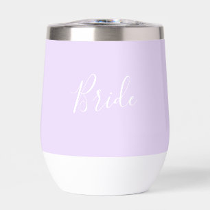 Personalized Bride Purple Script Simple Wedding Thermal Wine Tumbler