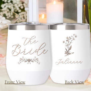 Personalized Bride Rustic Wildflowers Thermal Wine Tumbler