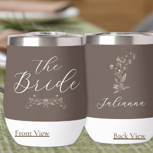 Personalized Bride Rustic Wildflowers Thermal Wine Tumbler