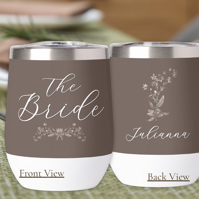 Personalized Bride Rustic Wildflowers Thermal Wine Tumbler (Creator Uploaded)