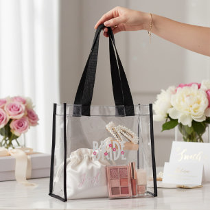 Personalized Bride Script Name Clear Tote Bag