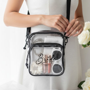 Personalized Bride Script Name Date Clear Crossbody Bag