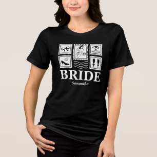Personalized Bride Stamp Collage Tri-Blend Shirt