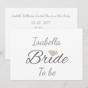 Personalized Bride To Be Elegant Bridal Party Invitation
