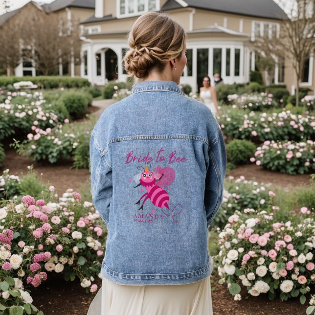 Personalized Bride To Bee Wedding Denim Jacket (Wedding Back)