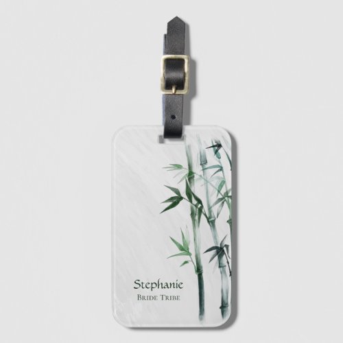 Personalized Bride Tribe Green Bamboo   Luggage Tag