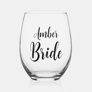 Personalized Bride Wine Glass