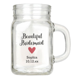 Personalized Bridemaid Wedding Bridal Mason Jar