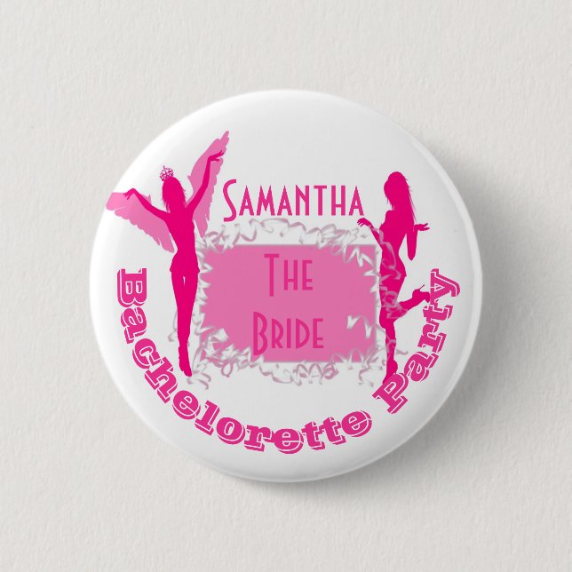 Personalized brides bachelorette party button (Front)