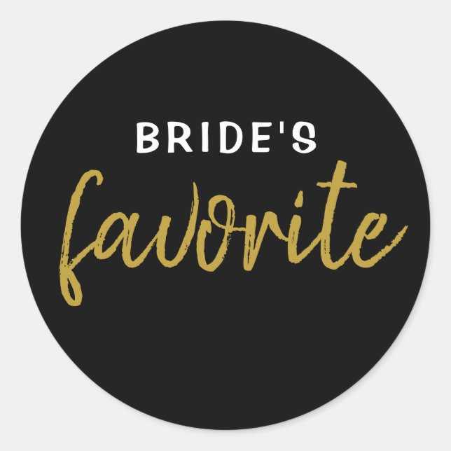 Personalized Bride's Favorite Sticker Black Gold (Front)