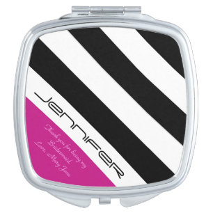 Personalized Bridesmaid Compact Mirror Hot Pink