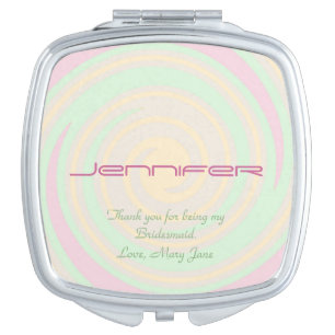 Personalized Bridesmaid Compact Mirror Pastel Spin