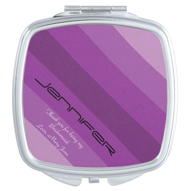 Personalized Bridesmaid Compact Mirror Purple (Front)