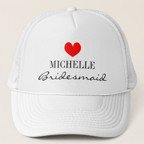 Personalized bridesmaid crew white trucker hats