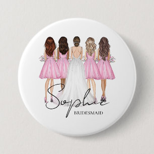 Personalized Bridesmaid Custom Name Gift Button