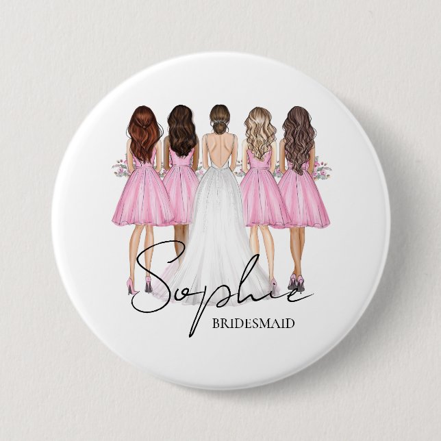 Personalized Bridesmaid Custom Name Gift Button (Front)