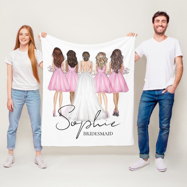 Personalized Bridesmaid Custom Name Gift Fleece Blanket (In Situ)