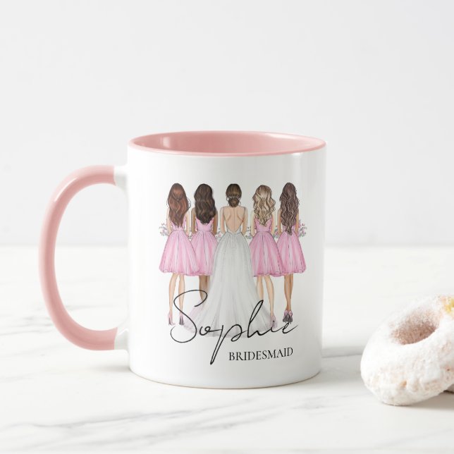 Personalized Bridesmaid Custom Name Gift Mug (With Donut)