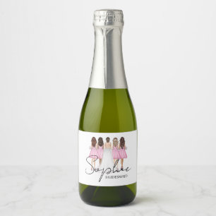 Personalized Bridesmaid Custom Name Gift Sparkling Wine Label