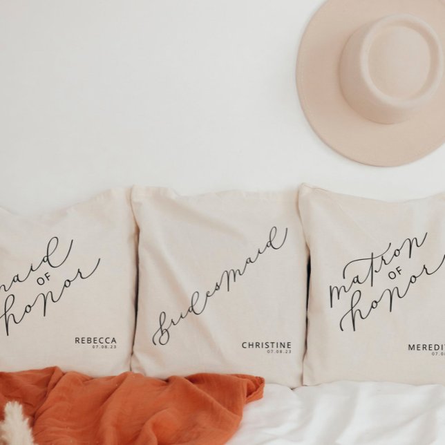 Personalized Bridesmaid Cute Script Tote Bag (Creator Uploaded)