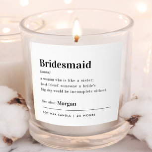 Personalized Bridesmaid Dictionary Proposal Candle