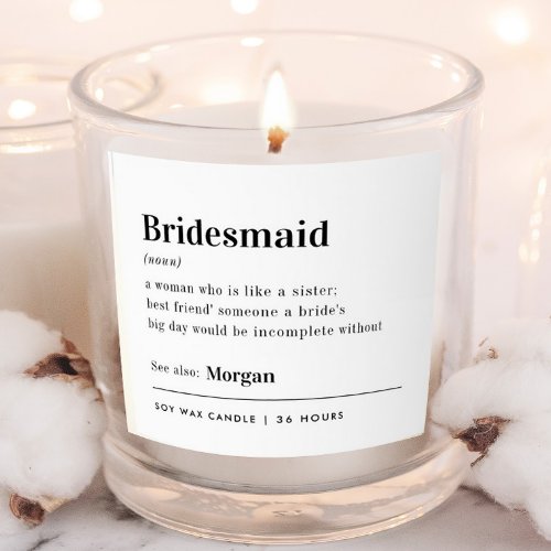 Personalized Bridesmaid Dictionary Proposal Candle