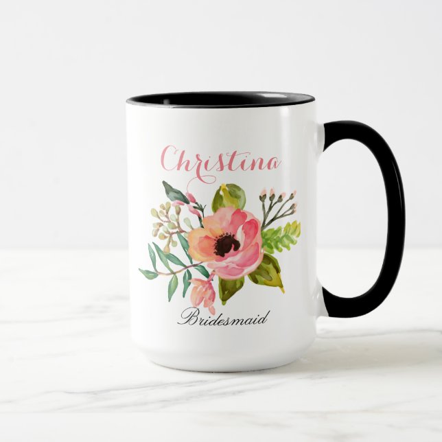 Personalized Bridesmaid Floral Mug (Right)