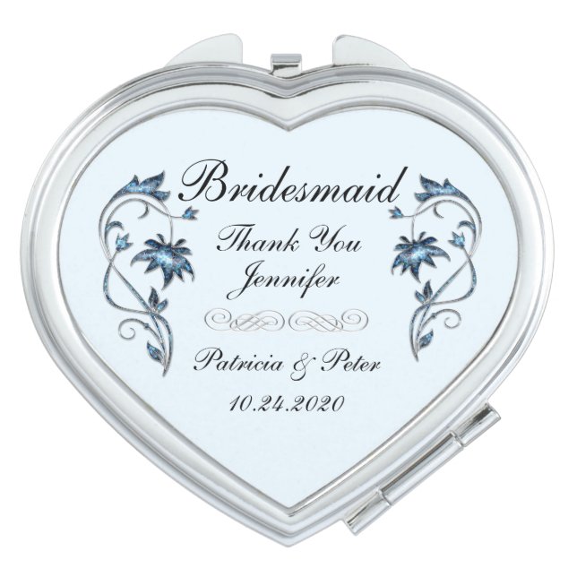 Personalized Bridesmaid Floral Vanity Mirror (Front)