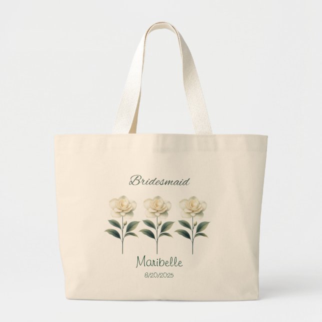 Personalized Bridesmaid Gardenia Tote Bag (Front)